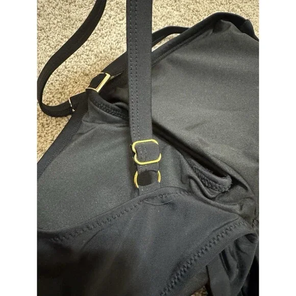 NWT Blooming Jelly Black Twist Front Bikini Top XL - Wrap Tie Back Swimsuit - Picture 4 of 4